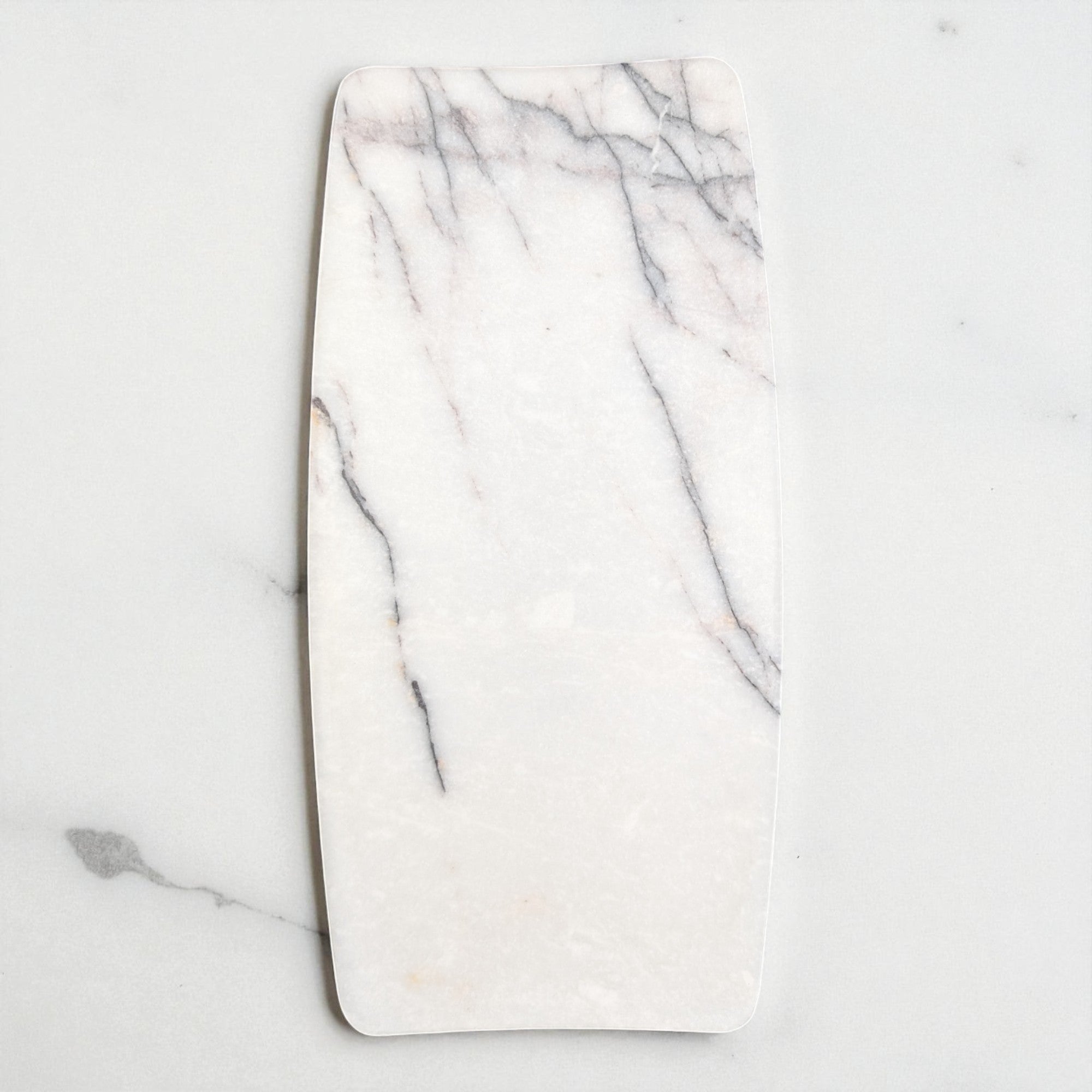 Top view of rectangular jewelry tray on a light gray background